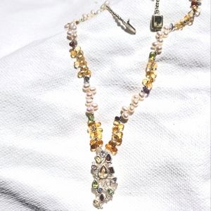 Artisan Saltwater Pearl Sterling Necklace Peridot Amethyst Garnet Citrin…